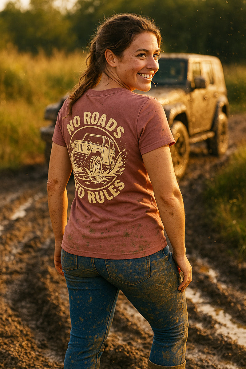 No Roads No Rules Ladies V Neck Tee