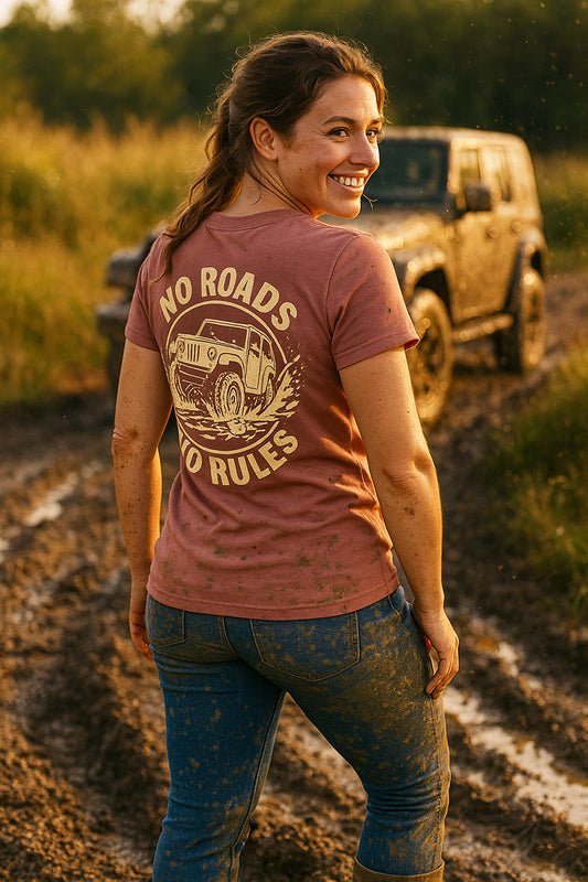 No Roads No Rules Ladies V Neck Tee