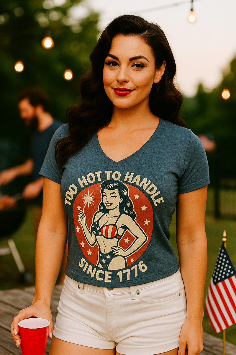 Too Hot To Handle Ladies' V-Neck Tee